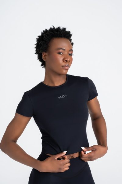 Define Active Slim Crop T-shirt Siyah