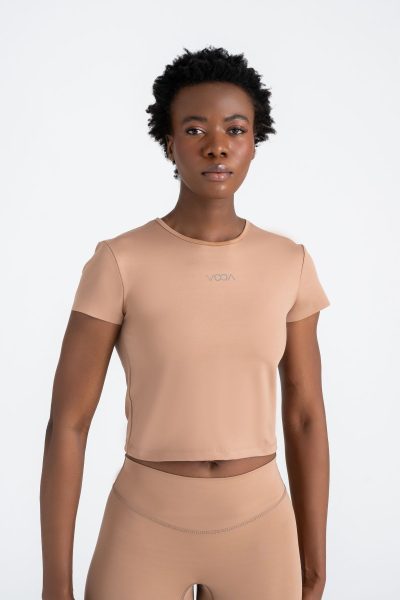 Define Active Slim Crop T-shirt Bej