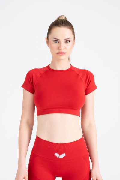 Serenity Seamless Active Crop Kirmizi
