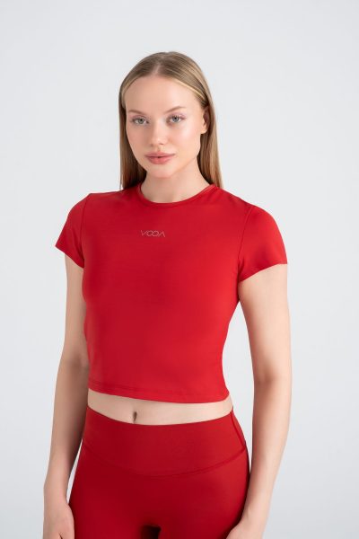 Define Active Slim Crop T-shirt Kirmizi