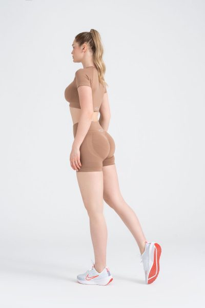 Serenity Scrunch Push-up Detayli Seamless Şort Tayt Bej - Görsel 2