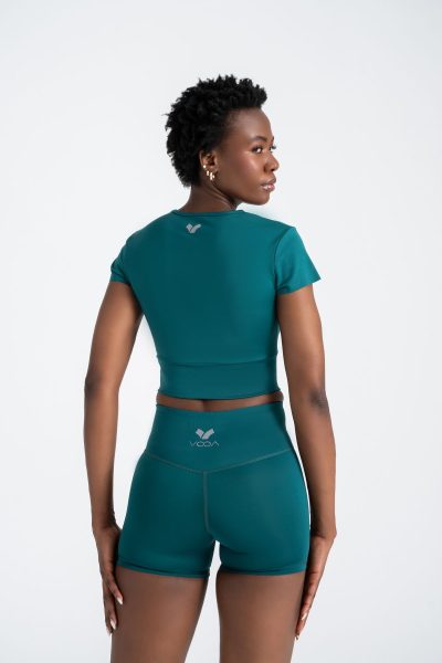 DEFINE ACTIVE SLIM CROP T-SHIRT KEMER DETAYLI YEŞİL - Görsel 2