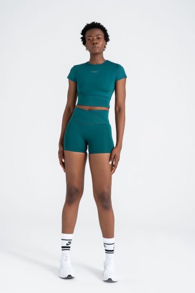 DEFINE ACTIVE SLIM CROP T-SHIRT KEMER DETAYLI YEŞİL - Görsel 3