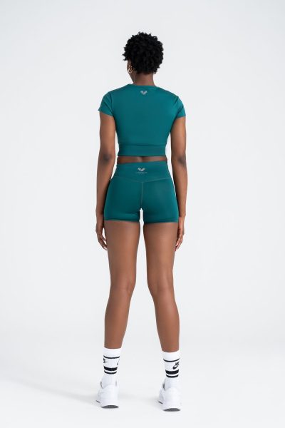 DEFINE ACTIVE SLIM CROP T-SHIRT KEMER DETAYLI YEŞİL - Görsel 5