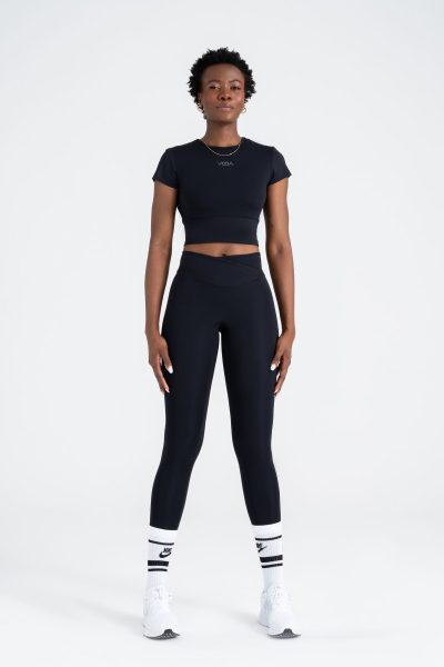 DEFINE ACTIVE SLIM CROP T-SHIRT KEMER DETAYLI SİYAH