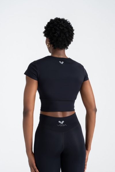 DEFINE ACTIVE SLIM CROP T-SHIRT KEMER DETAYLI SİYAH - Görsel 5