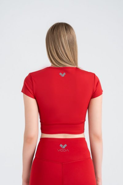 Define Active Slim Crop T-shirt Kemer Detayli Kirmizi - Görsel 2