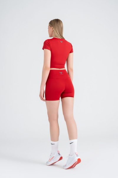 Define Active Slim Crop T-shirt Kemer Detayli Kirmizi - Görsel 5