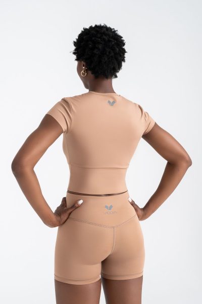 Define Active Slim Crop T-shirt Kemer Detayli Bej - Görsel 3