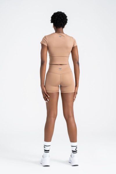 Define Active Slim Crop T-shirt Kemer Detayli Bej - Görsel 4