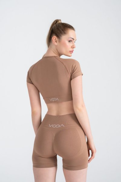 Serenıty Seamless Actıve Crop Tshırt Bej - Görsel 5